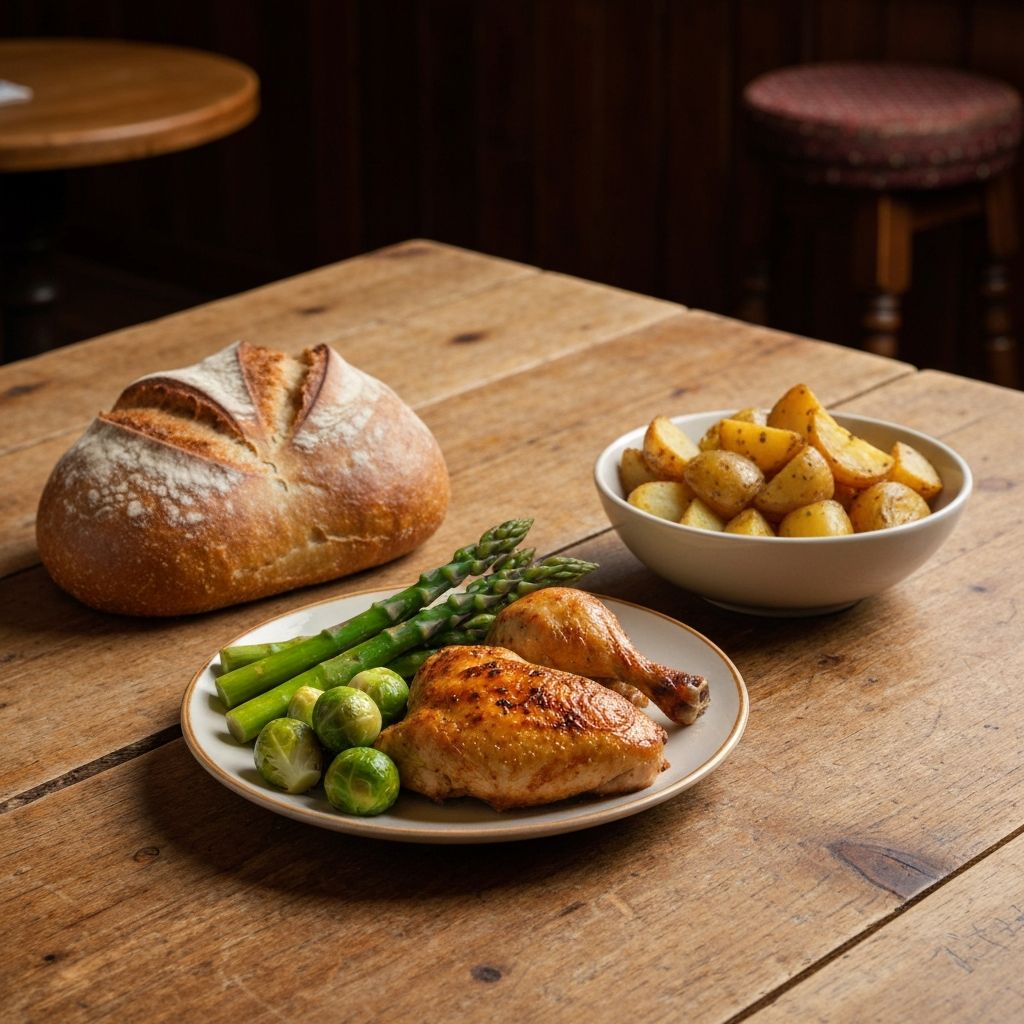 Balanced meal with proteins, vegetables, and starches